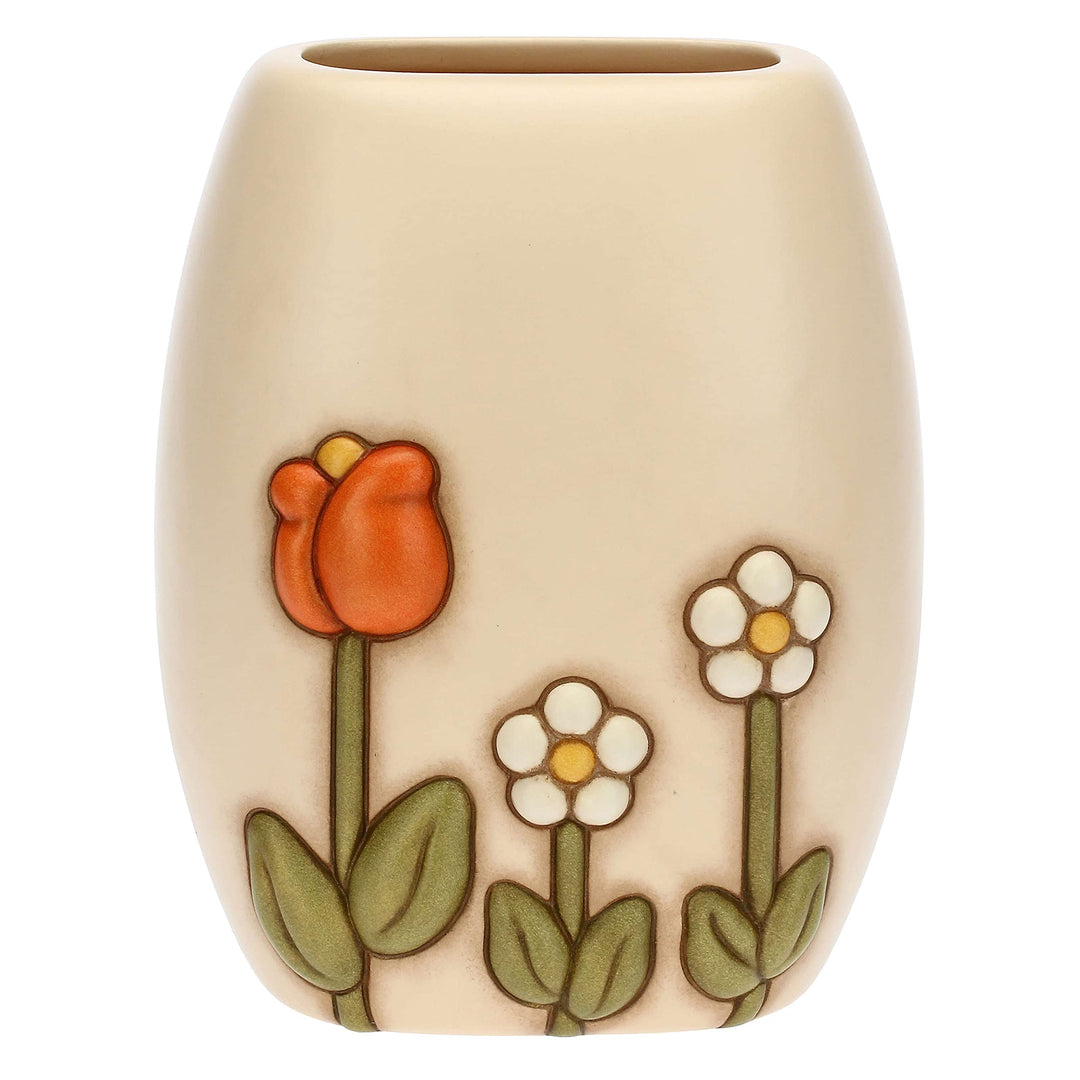 THUN, Vase aus Keramik, handverziert, mit konischer Blumendekoration, mittlere Version, Linie Happy