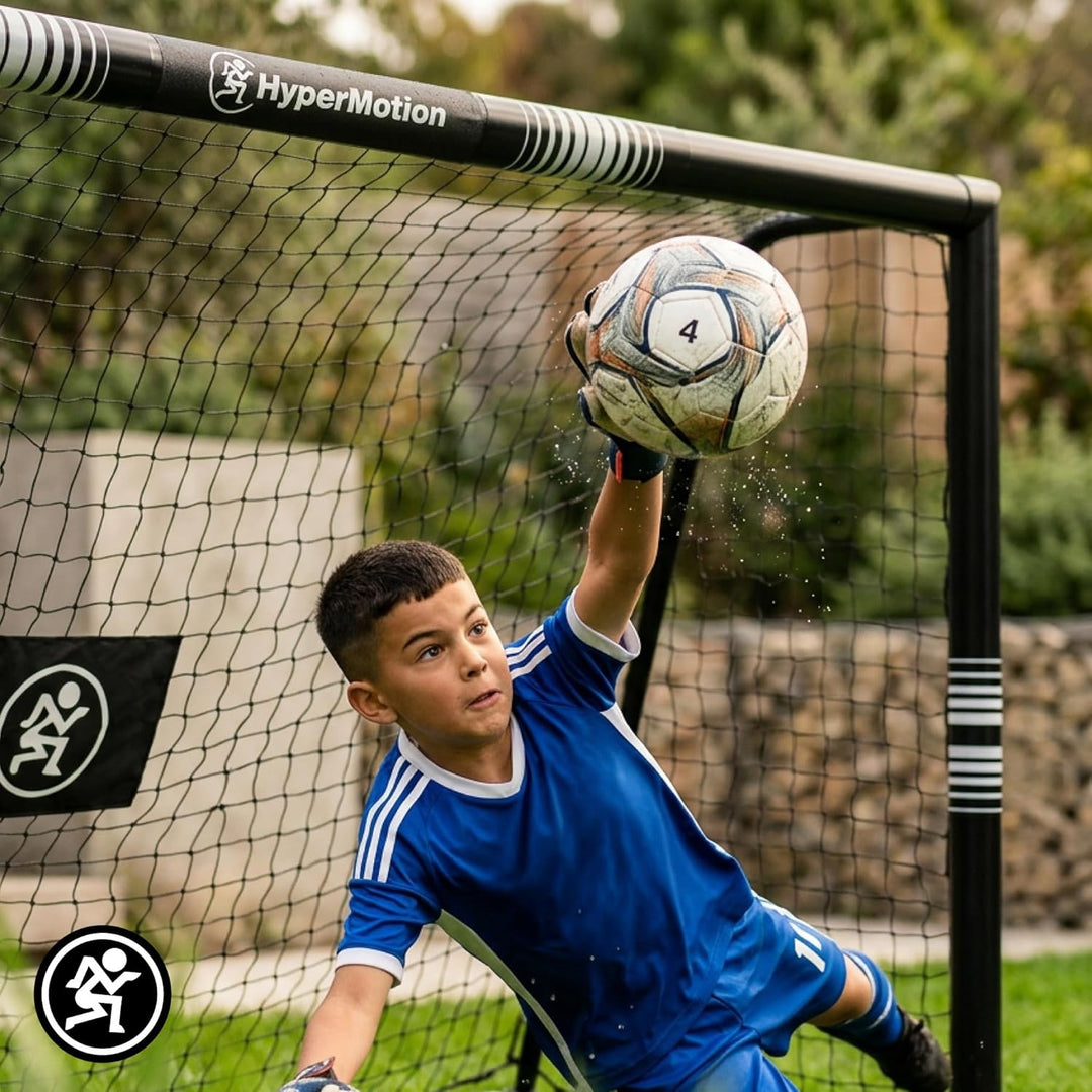HyperMotion Fussballtor für Garten und Freizeit, Rahmen aus Legiertem Stahl mit Netz, Schwarz, 240 ×