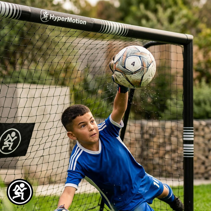 HyperMotion Fussballtor für Garten und Freizeit, Rahmen aus Legiertem Stahl mit Netz, Schwarz, 240 ×