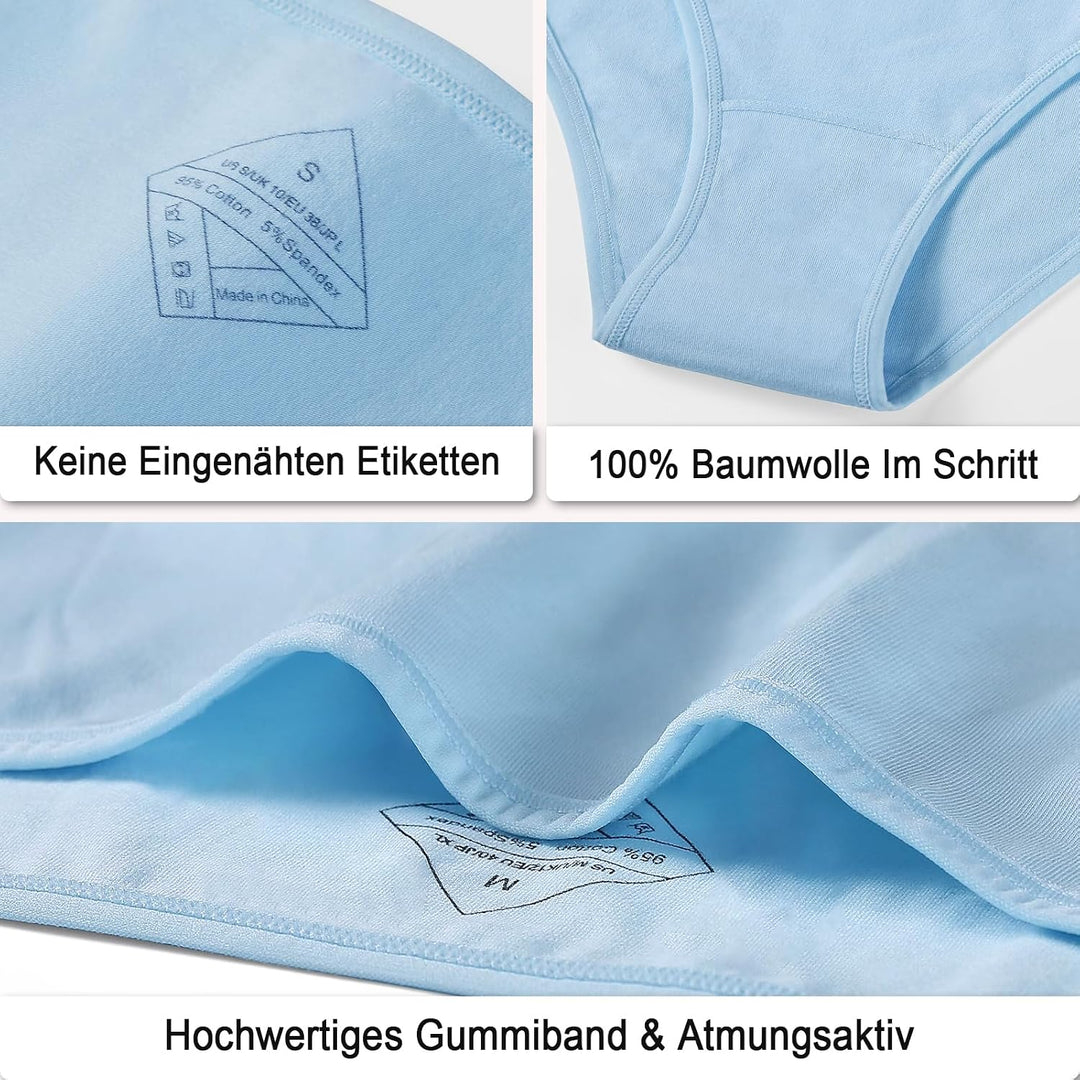 anqier Unterhosen Damen, 6er Pack Baumwolle Pantys Atmungsaktiv Slips Bequeme Damen Hipster Frauen U