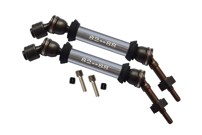 GPM for Traxxas Slash 4X4 Steel+Aluminum Rear CVD Drive Shaft with 12mmX6mm Wheel Hex - 1Pr Set Gray