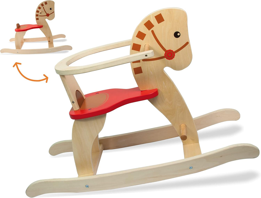 Teorema 40612 - Schaukelpferd aus Holz mit Sicherungsring, max. 35 kg belastbar