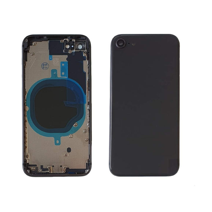 Smartex® Backcover aus Glas + Rahmen kompatibel mit iPhone 8 | Rückseite Cover + Frame (Sapce Grau)