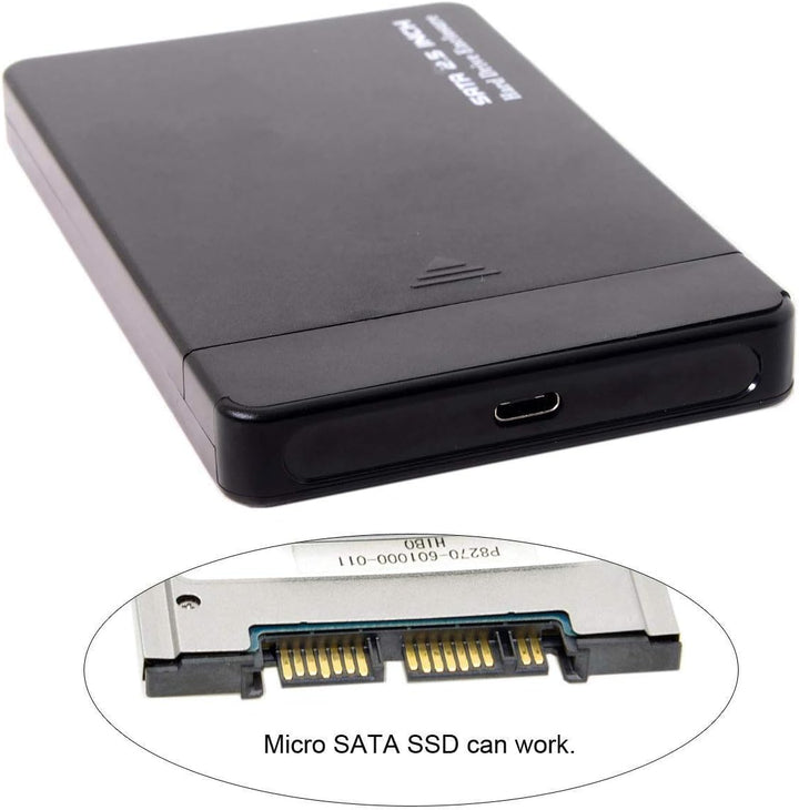 CY 1,8 Zoll Micro SATA 16pin 7 + 9 SSD zu externem Festplattengehäuse zu USB3.1 USB-C Black USB3.1 P