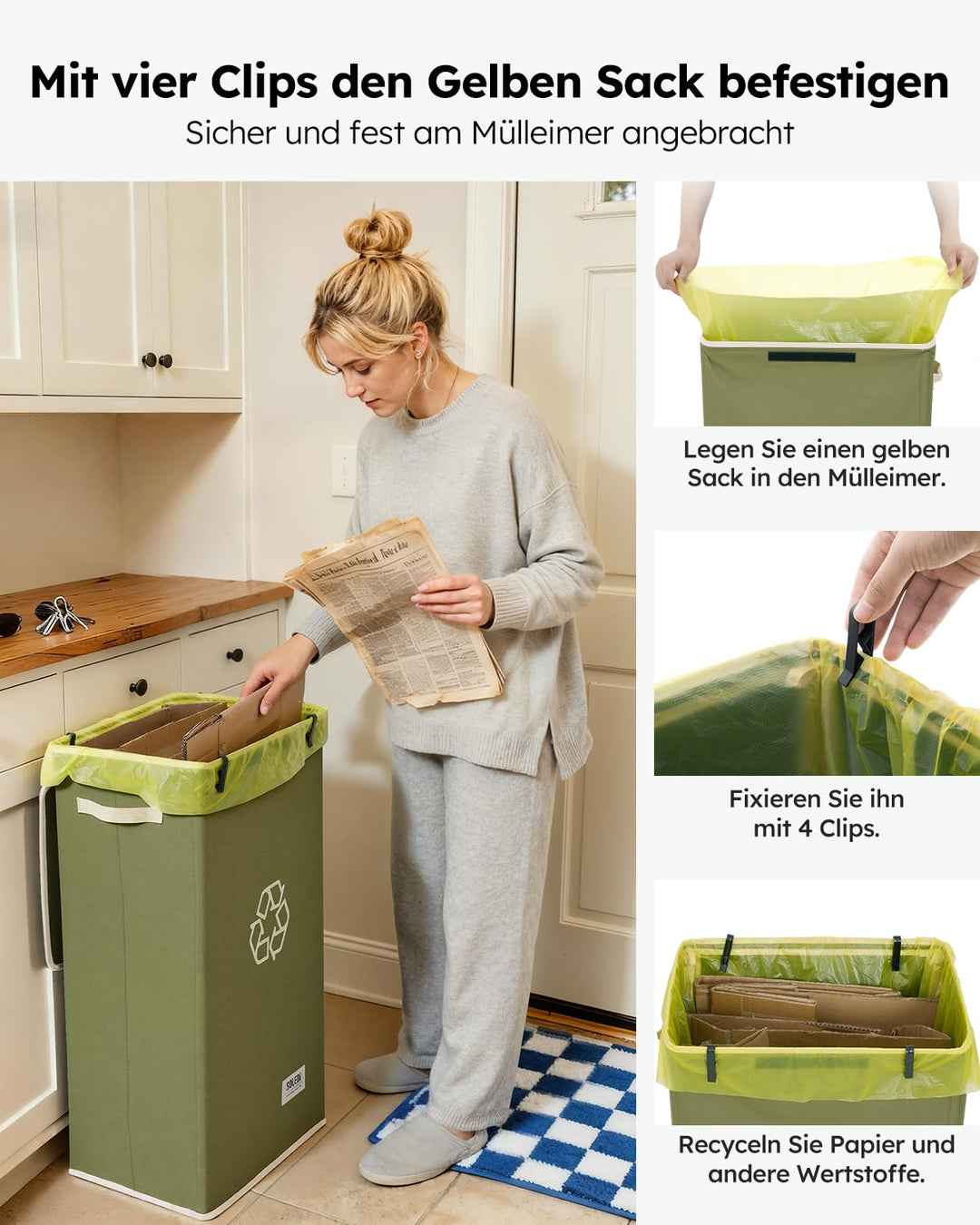 SOELDI 100L Pfandflaschen Sammelbehälter mit Deckel, Pfandflaschen Behälter mit zwei Abnehmbaren Tra
