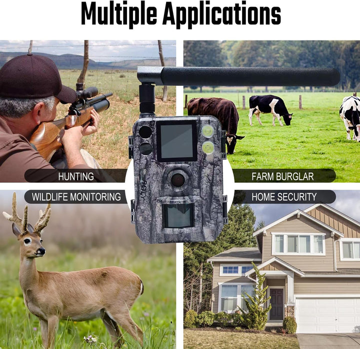 Wildkamera,4G 37MP Fotofalle 940nm Schwarz IR Kein Glanz IP68-Schutzklasse Überwachungskamera Wildti