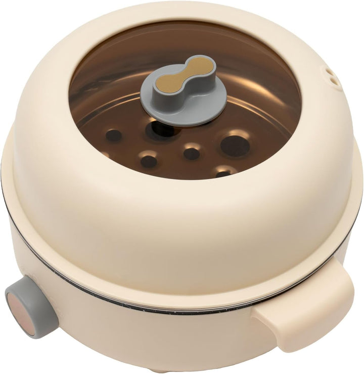 Elektrischer Hot Pot, Mini Elektrischer Kochtopf Dampfkocher Rund Tragbare 2.2L Antihaft Elektro Bra