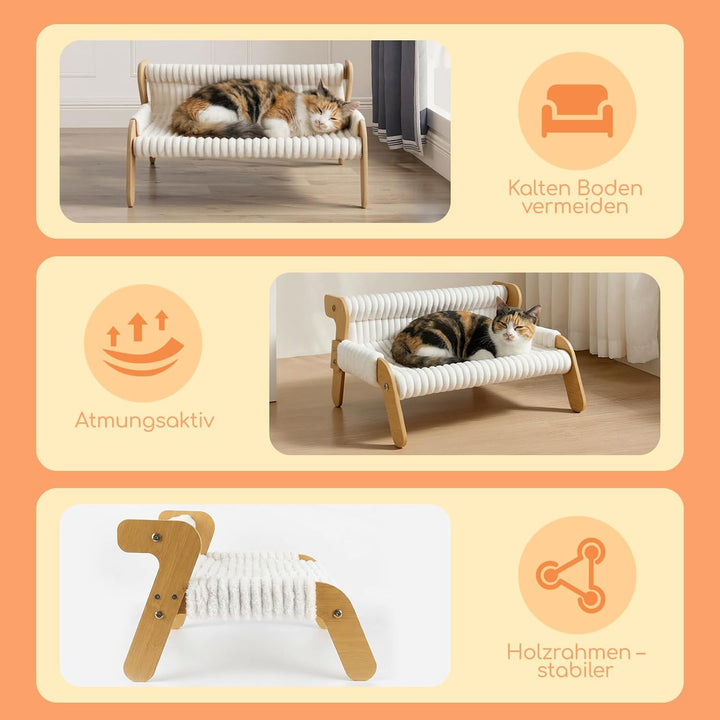 Erhöhtes Katzenbett für Katzen und Kätzchen, Katzensofa mit Abnehmbarem Waschbar Plüschdecke und Ers