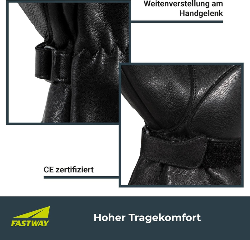 FAST WAY City Uni 211 Leder Motorradhandschuhe Sommer, CE Zertifizierte Motorrad Handschuhe Herr & F