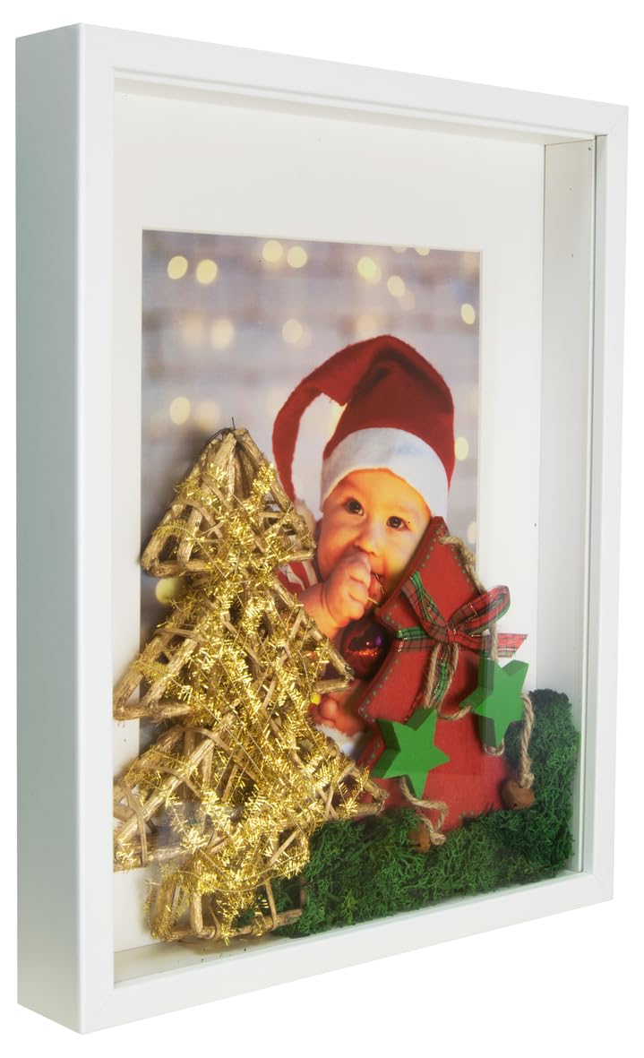 BD ART Box 3D 30x40 cm Objektrahmen Bilderrahmen, Quadratische Weiss zum befüllen, tiefer für objekt