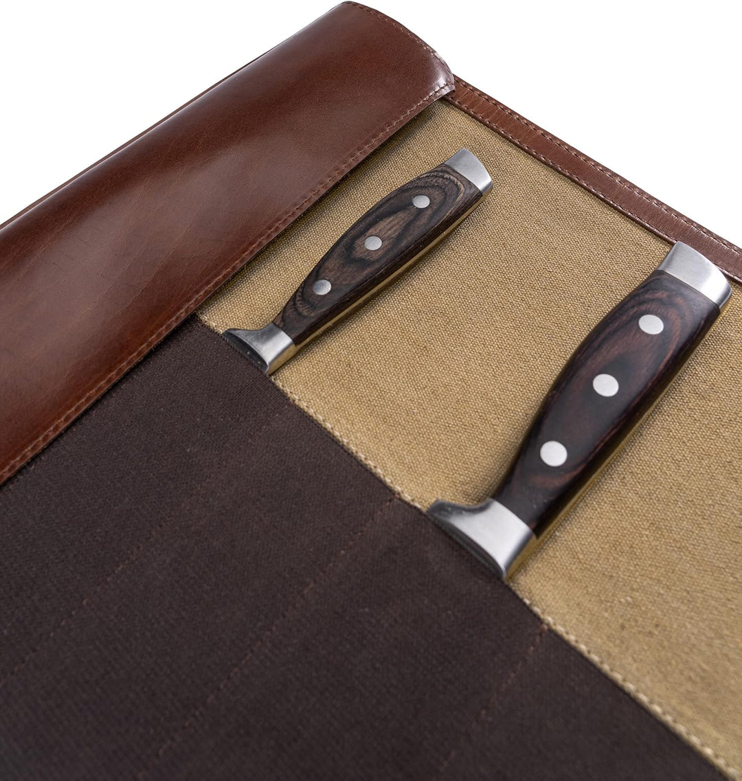 Angus Stoke Premium Messertasche für Kochmesser - Leder & Canvas Kochmesserrolle gross – Messer Tasc