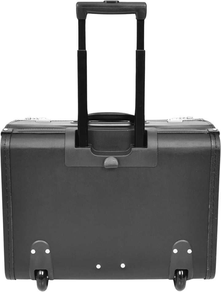 Pilotentasche aus Kunstleder mit Rädern, Handgepäcktasche, Laptophülle, Titan-Schwarz, Schwarz , L,