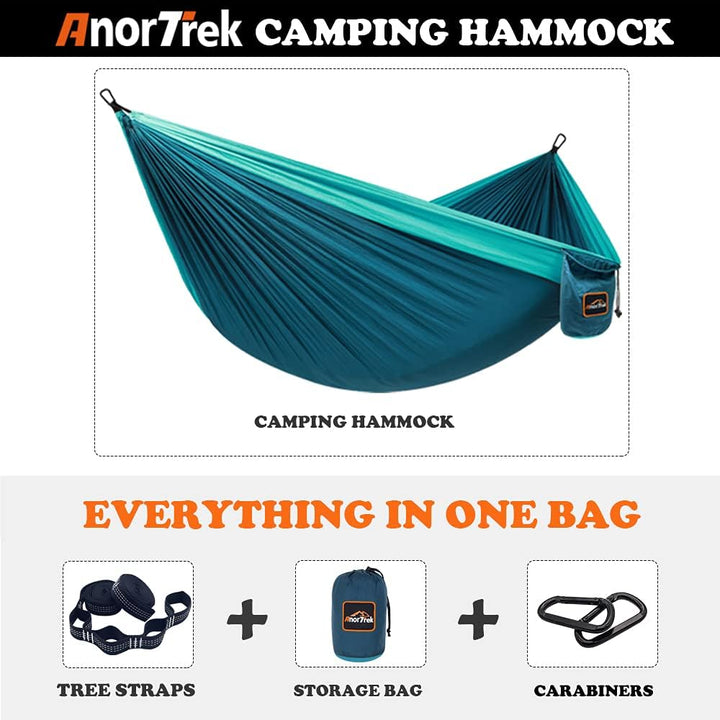 AnorTrek Camping Hängematte, superleichte tragbare Fallschirm Hängematte mit Zwei Baumgurten Einzel