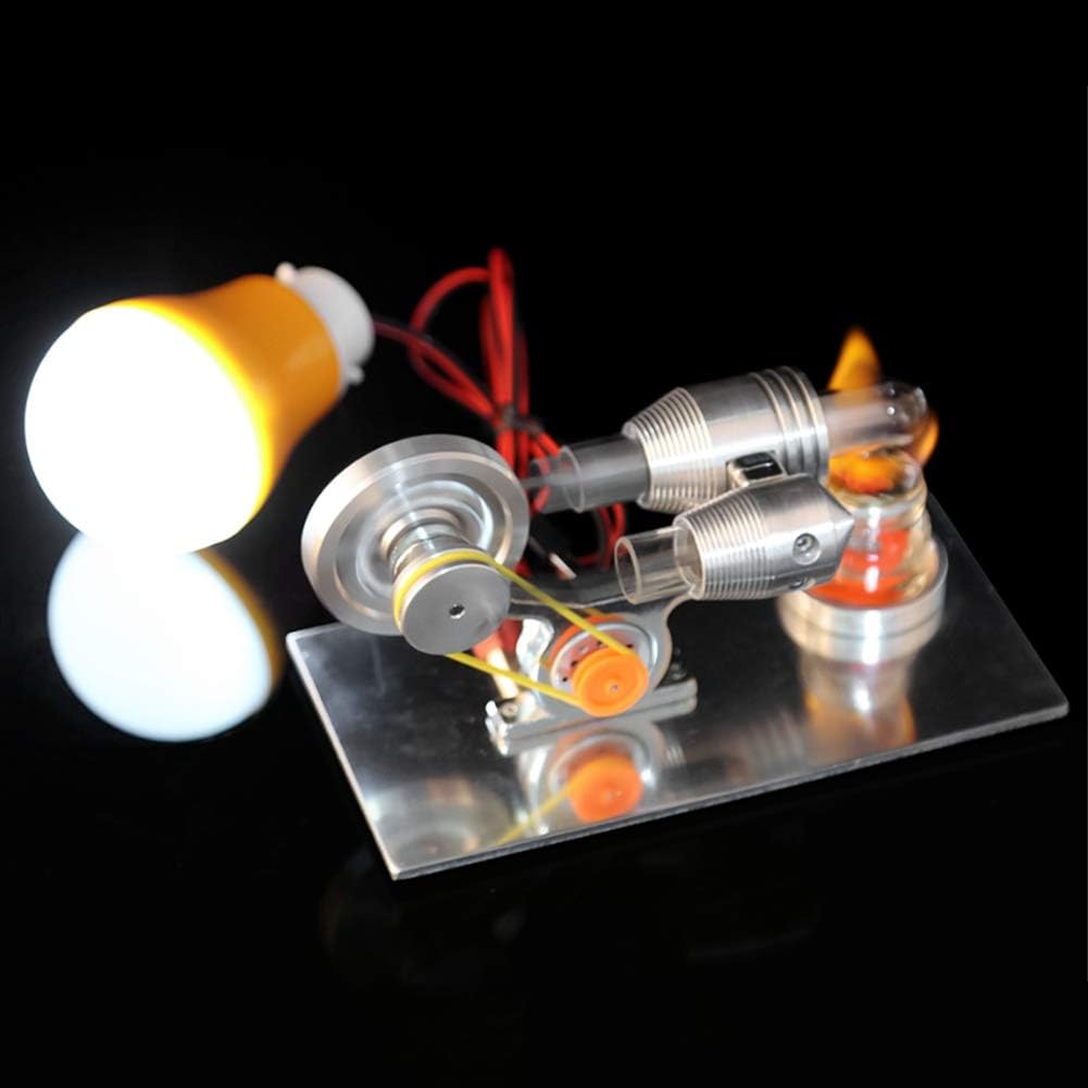 Miniatur-Dampfmaschinen-Lehrmodell, Silberner Stirlingmotor, der Strom Erzeugt, Metallkonstruktion