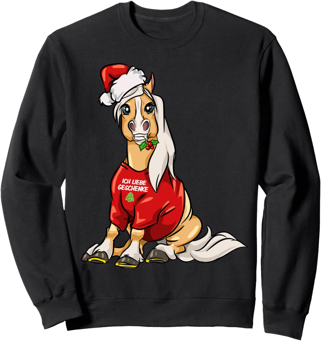Niedlicher Weihnachtsmann Haflinger Pferd Reiten Pferde Sweatshirt