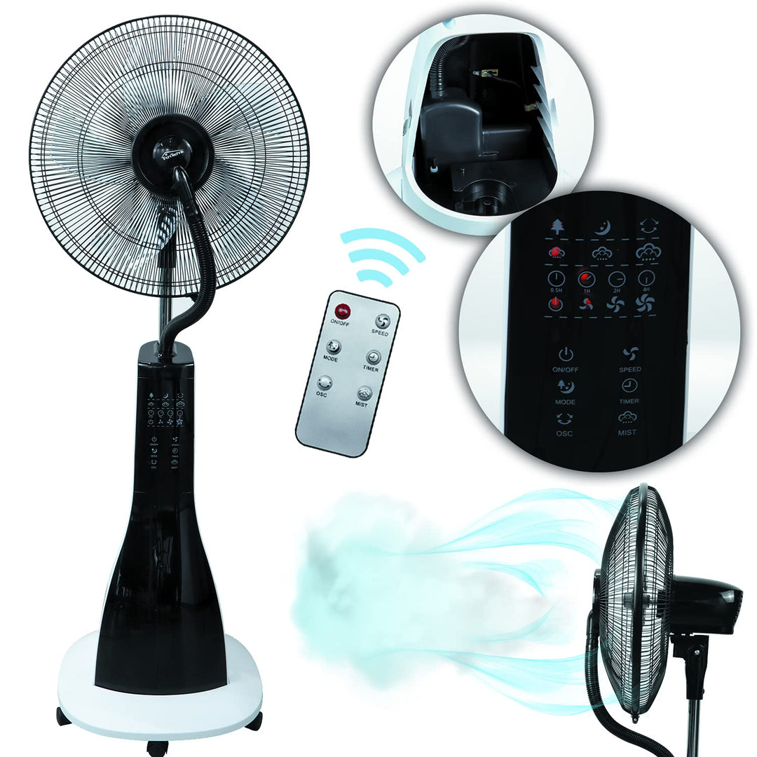 Tronitechnik® Standventilator mit Wasser, Ventilator mit Wasserkühlung Sprühnebel Raumbefeuchter, Fe