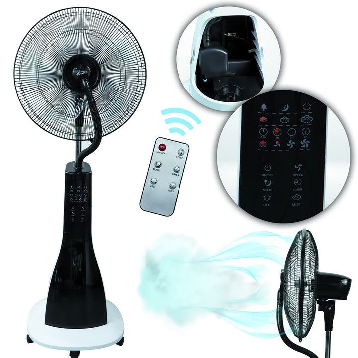 Tronitechnik® Standventilator mit Wasser, Ventilator mit Wasserkühlung Sprühnebel Raumbefeuchter, Fe