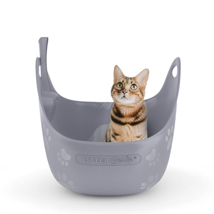 Litter Genie LitterBox Grey, Katzentoilette grau, Elegantes und praktisches Design, einfache Entleer