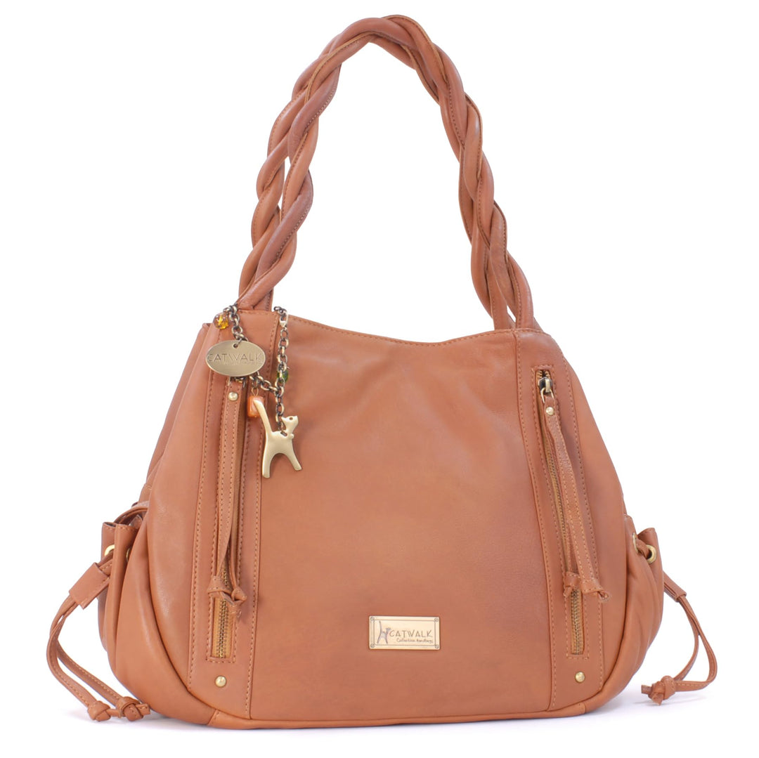 Catwalk Collection Handbags - Leder - Umhängetasche/Shopper/Tote - CAZ Hellbraun, Hellbraun