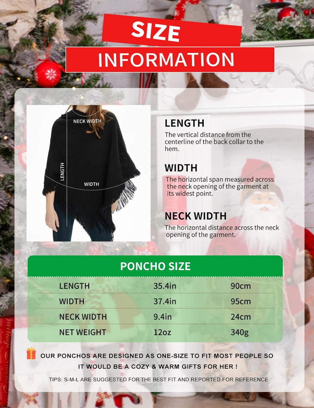 Ferand Damen Poncho mit Kapuze und gehäkeltem Cape mit Fransensaum für Herbst Winter Einheitsgrösse