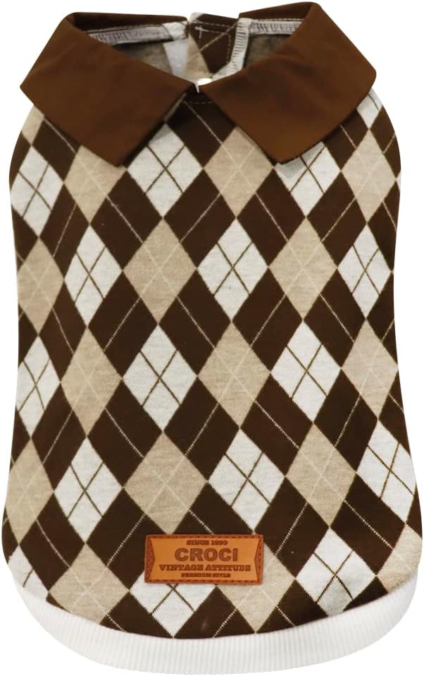 Croci-Pullover für Hunde Hutch, Rückengrösse 35 cm, Rautenverzierung, verstellbar, mit Loch für Lein