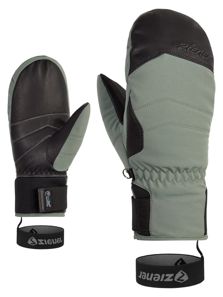 Ziener Damen Kalea Ski-Fäustling/Wintersport | wasserdicht, extra warm, Wolle 7 green mud, 7 green m