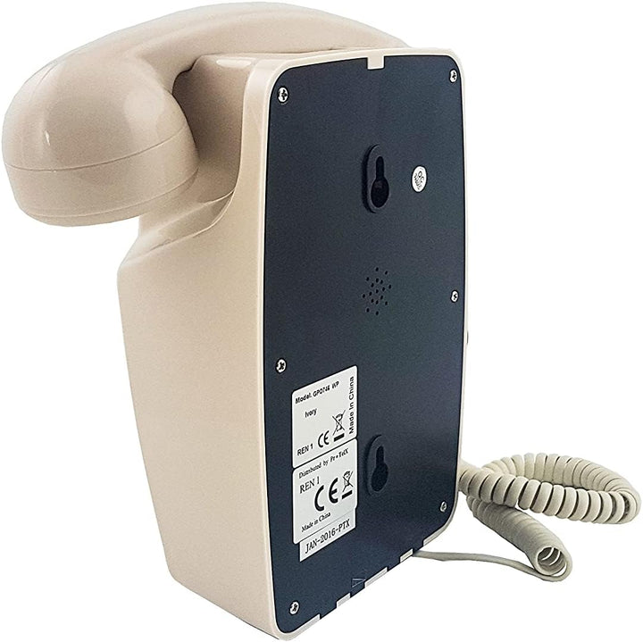 GPO 746WALL Retro Festznetztelefon mit Drucktasten zur Wandmontage mit authentischer Klingelton, Cre