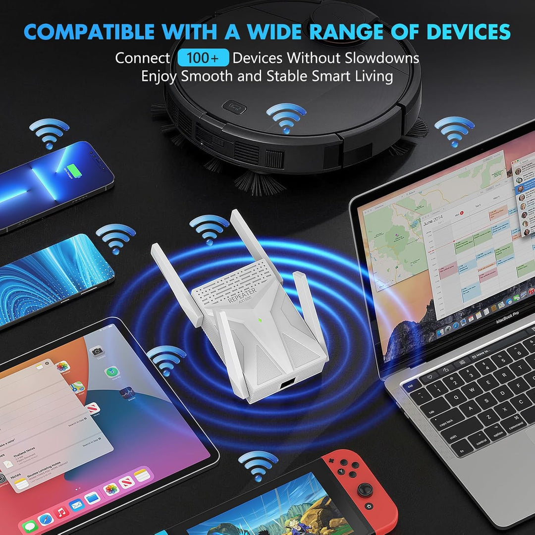 AX1800 WiFi 6 Repeater, WLAN Verstärker bis zu 9800 sq.ft Abdeckung, Dual Band 1800 Mbit/s, WLAN Rep