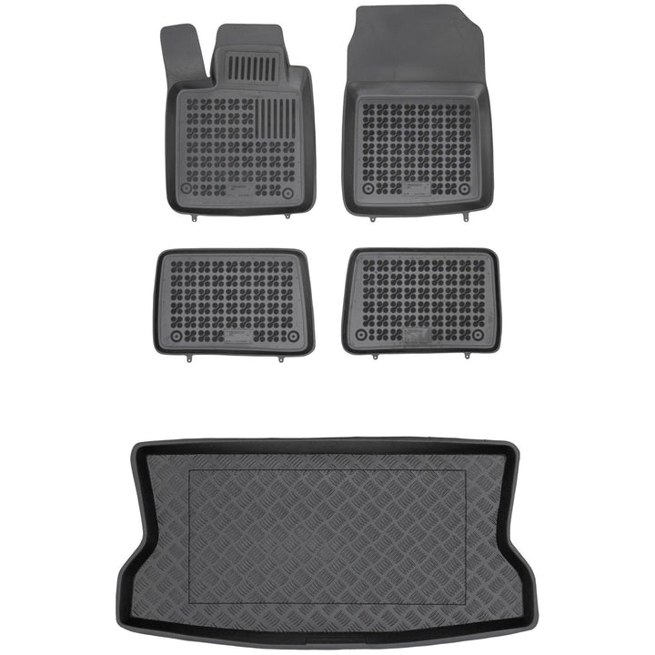 M MOTOS Satz Gummifussmatten und PE Kofferraumwanne für Renault Twingo II 2007-2014 - Verbessern Sie