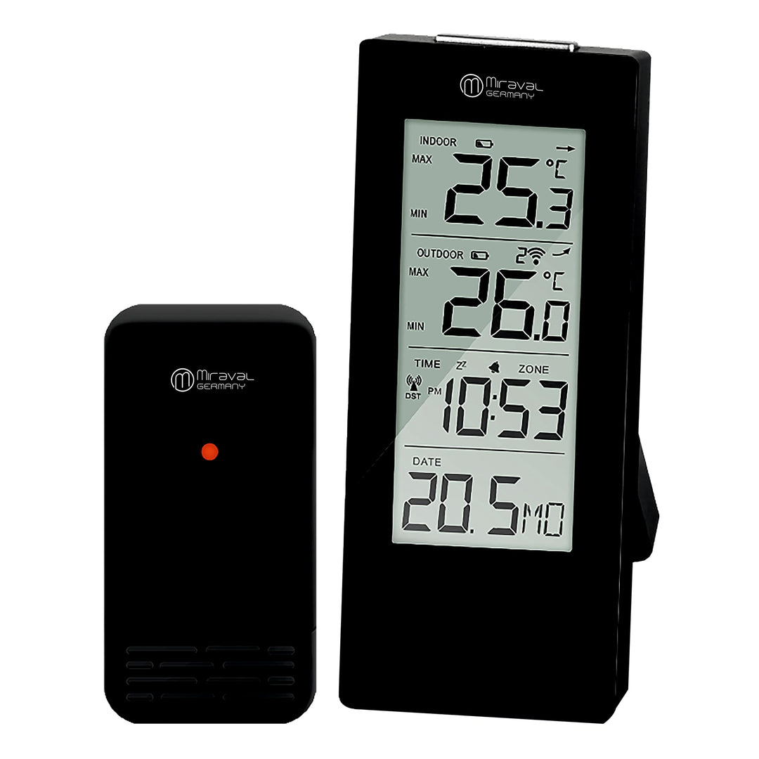 Miraval Funk-Wetterstation mit Aussensensor, LCD-Display, Innen- und Aussentemperatur, Uhrzeit, Datu