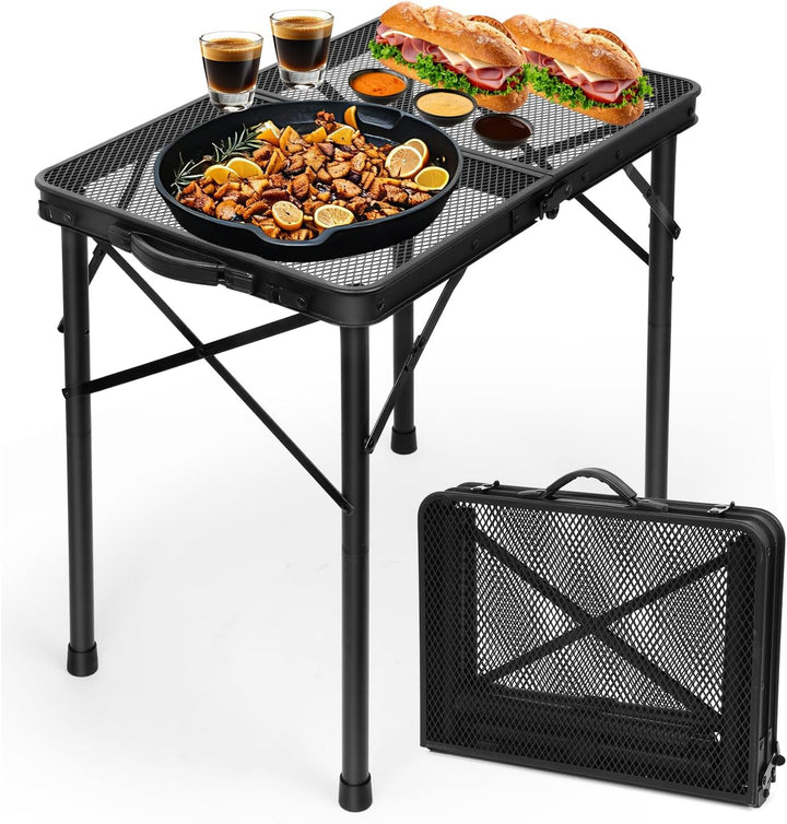 E EASTSTORM Campingtisch Klappbar 60×40cm，Gartentisch，Grilltisch mit Metallgitterplatte，Leicht und T