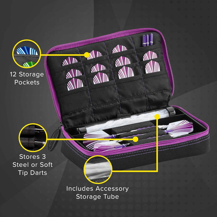 Casemaster Plazma Dartkoffer für weiche Dartpfeile mit Stahlspitze, für 3 Dartpfeile und integrierte