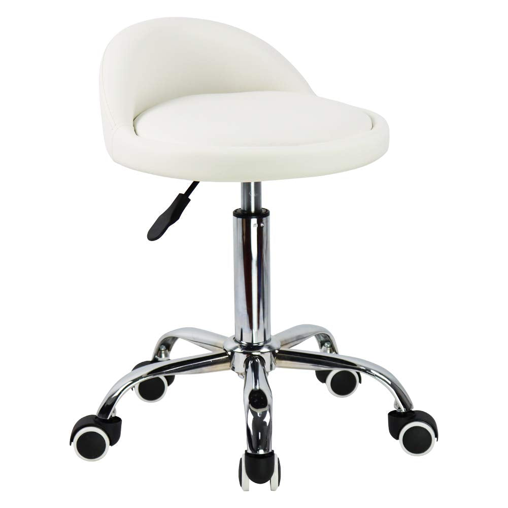KKTONER Rollhocker mit Rückenlehne höhenverstellbar drehbar Arbeitshocker Drehhocker Rollhocker Büro