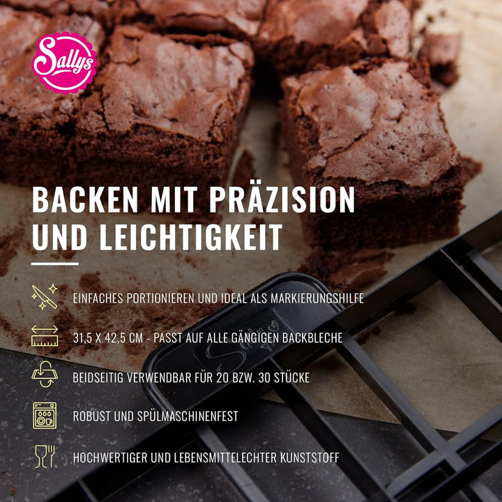 Sallys Kucheneinteiler - 31,5 x 42,5 cm - Torteneinteiler für 20/30 Gleichmässige Stücke - Backzubeh