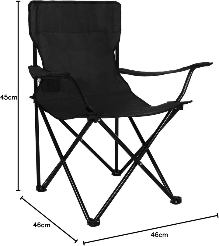 SPRINGOS Campingtisch mit Zwei Klappstühlen Freizeitmöbel Camping-Set 3-TLG. Schwarz, Set 3-tlg, Sch