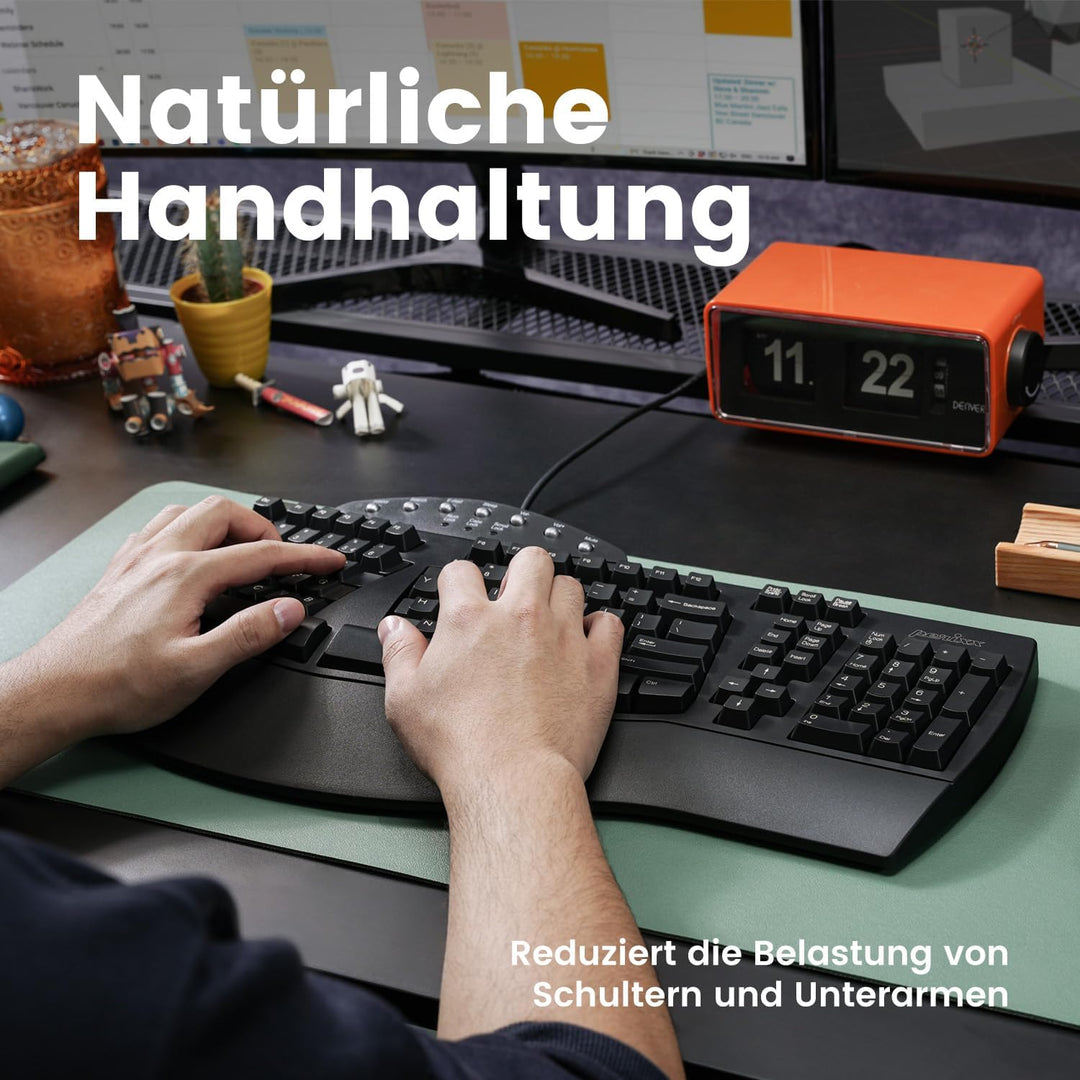 Perixx PERIDUO-512B Ergonomisches Tastatur- und Maus-Set - Vertikale Design-Maus, Kabelgebunden, USB
