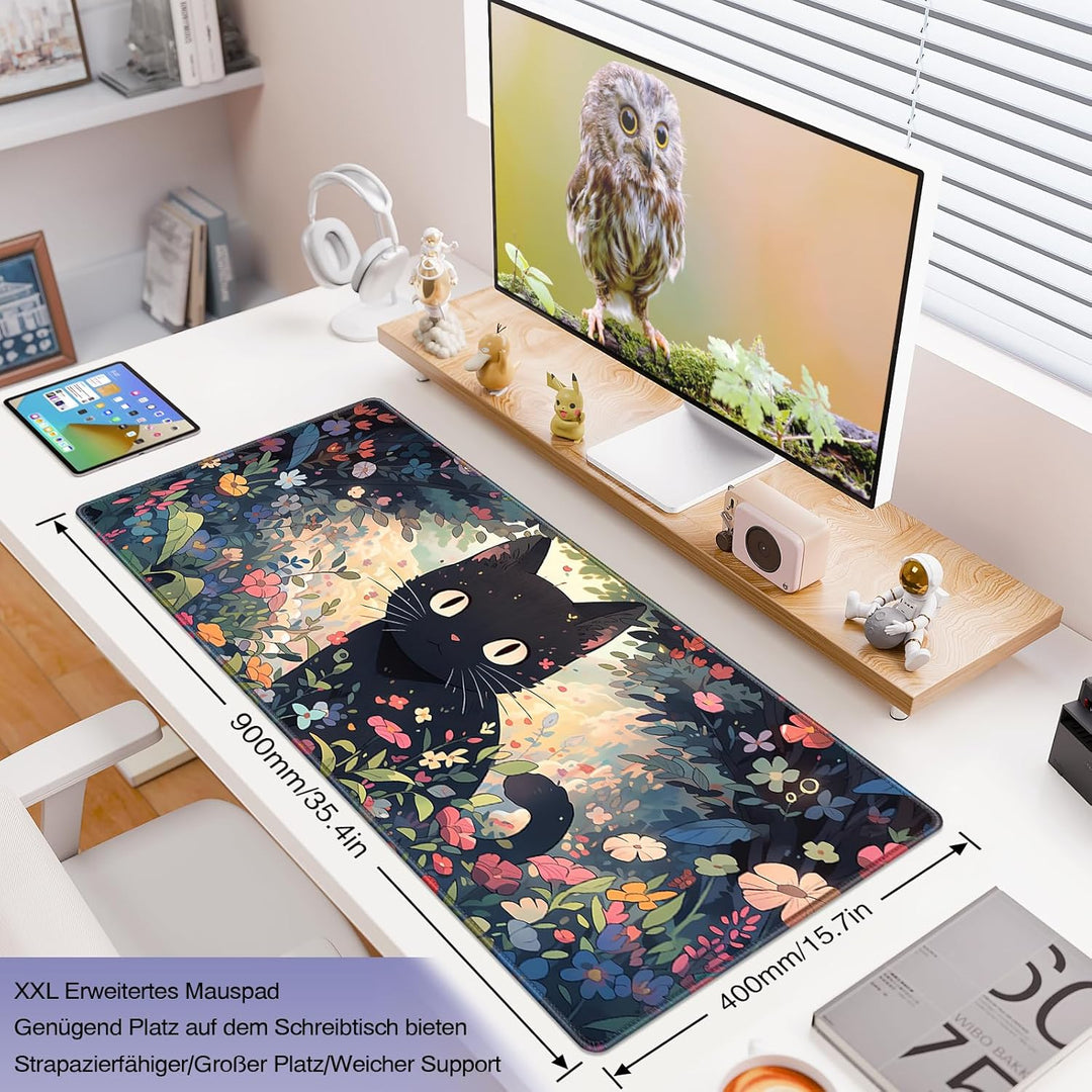 Mauspad XXL Gaming Mauspad 900x400mm - Schreibtischunterlage & Grosses Maus Pad Vernähte Kanten und