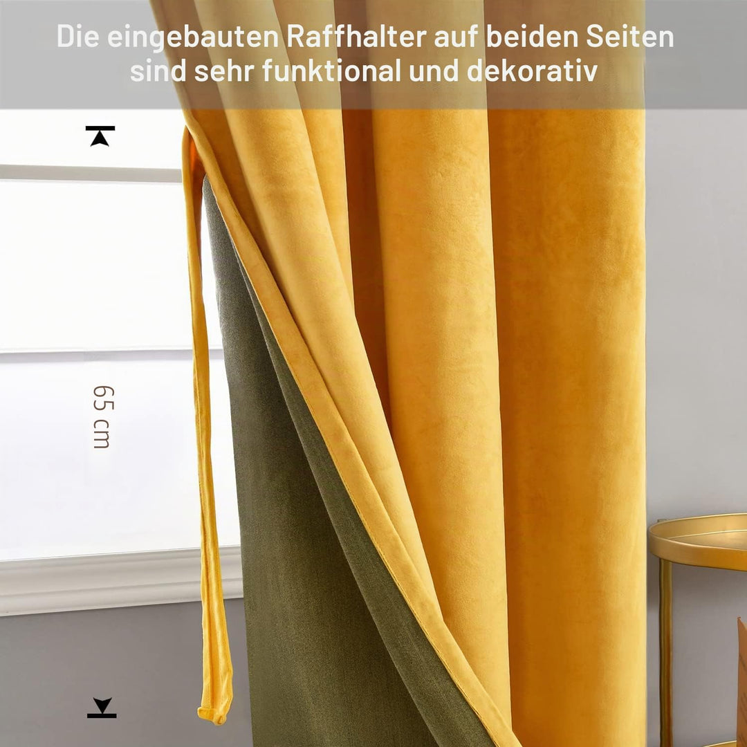 JIUZHEN Verdunklungsvorhang aus Samt,2er Set weiche blickdichte Gardinen mit Ösen für Schlafzimmer,1