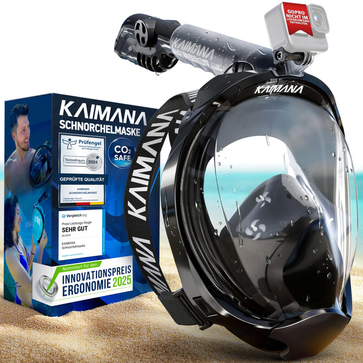 Die Preisgekrönte KAIMANA® Schnorchelmaske für Erwachsene & Kinder - absolut CO2 sicher - inkl. Trag