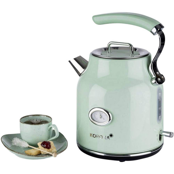 Korona 20665 Elektrischer Wasserkocher | Mint | 1,7 Liter | 2.200 Watt | Kalkfilter | Dampf-Stopp |
