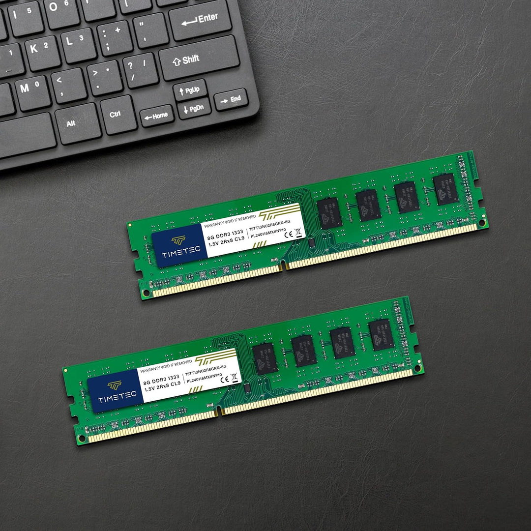 Timetec 16GB KIT(2x8GB) DDR3 1333 MHz PC3-10600 Non-ECC Ungepuffert 1,5V CL9 2Rx8 Dual Rank 240 Pin