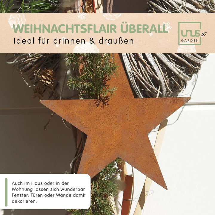 UNUS Gartenfigur Weihnachten Stern, 3X Weihnachtsstern, zum Aufhängen im Garten, 19,5x15,5cm, Garten
