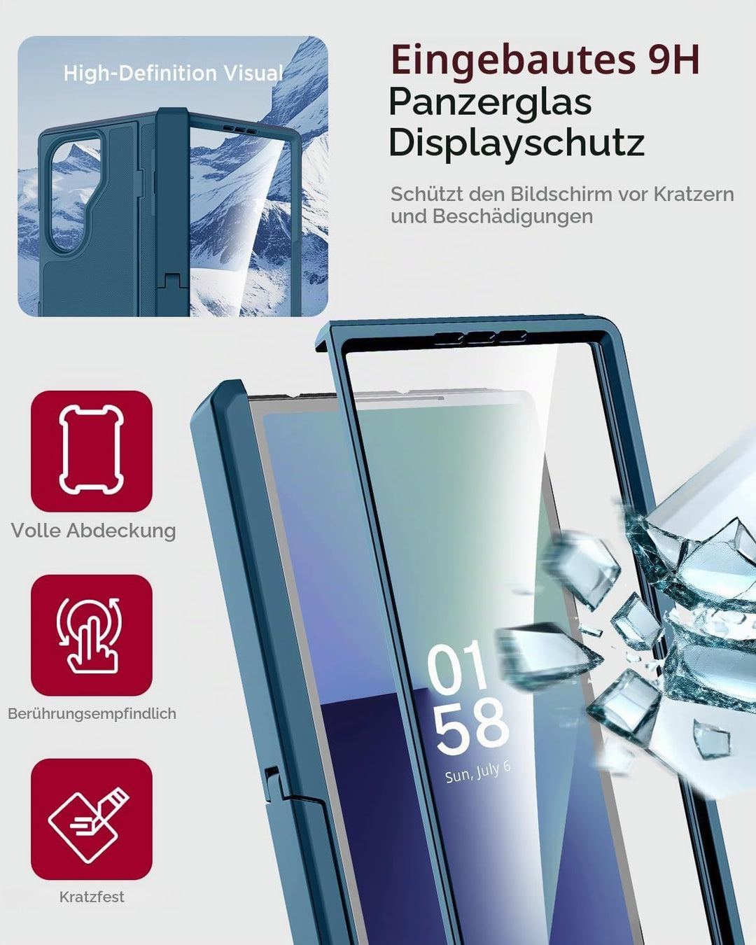 Miimall Kompatibel mit Samsung Galaxy Z Fold 7 Hülle mit Ständer, [Zwei Flexibel Stand] [Eingebauter