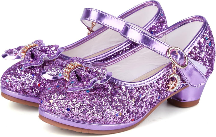Prinzessin Schuhe Mädchen High Heels Sandalen Mädchen Pailletten Party Pumps Kinder 29 EU Lila, 29 E