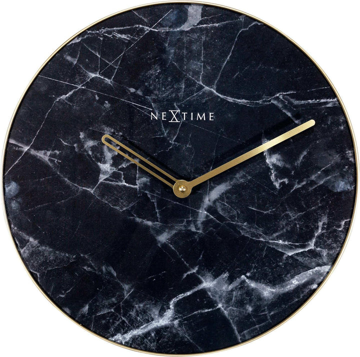 NeXtime Marble Wanduhren, Glas, Schwarz, Ø 40 cm