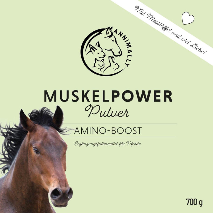 Annimally Muskelaufbau Pulver für Pferde 700g mit Sojaprotein, Lysin, Carnitin, Threonin, Methionin