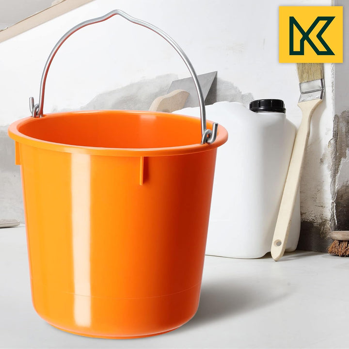 KADAX Baueimer 12L, Mörteleimer aus Kunststoff mit Griff aus Zinkdraht, Eimer, Zementeimer, Mörtelkü