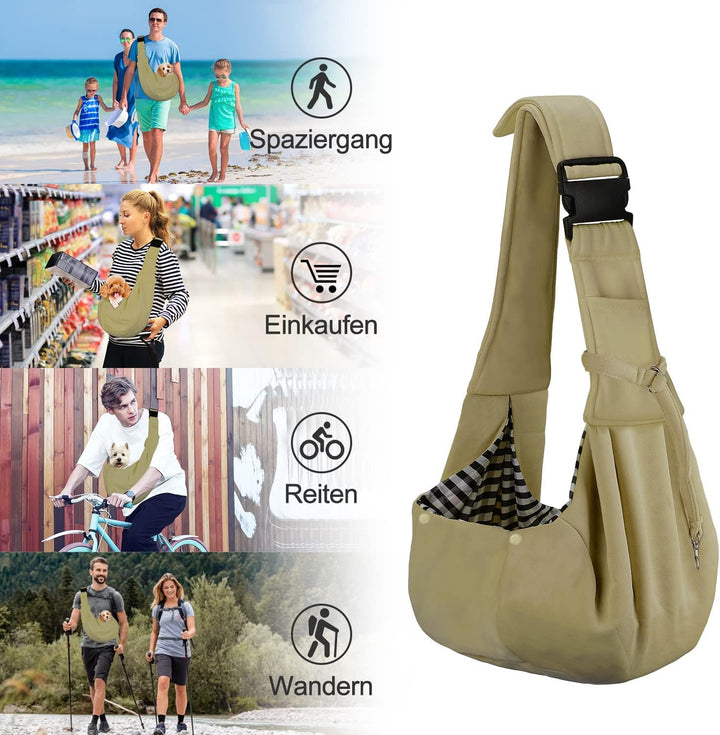 PETLOFT Tragetuch Hund, Reversibel Kleine Hundetrage, Einstellbar Pet Tragetuch, Freisprecheinrichtu