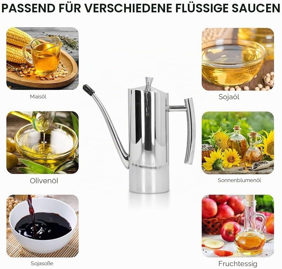 Edelstahl Oil Dispenser Flasche, Olivenöl Pourer Stopper Pot Sojasauce Essig Cruet Drizzler Ölbehält