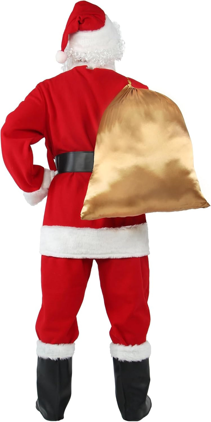 Weihnachtsmann Kostüm für Männer Deluxe Erwachsene Santa Anzug Herren Rot 10 teilig Professionelles
